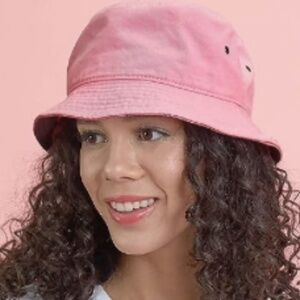 🛼 🍕🪻Bucket Hat Pink Unisex 100% Cotton Packable Travel Beachy